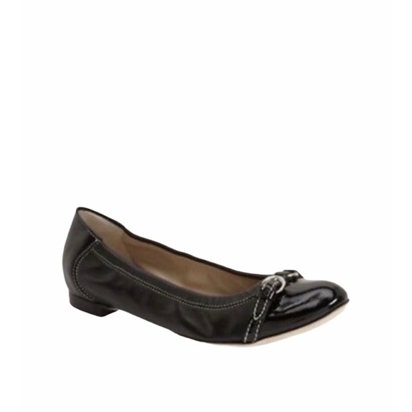 Agl Black Suede Leather Slip On Cap Toe Ballet Flats